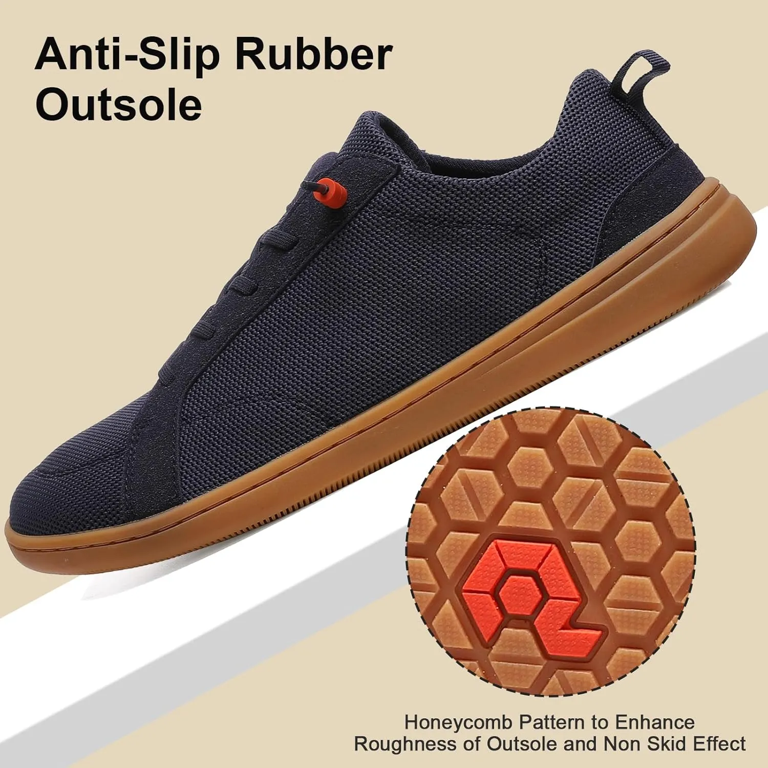 Men's Barefoot Wide Toe Box Shoes - Minimalist Barefoot Shoes with Zero Drop Sole Extra Wide Slip on Walking Shoes for Men