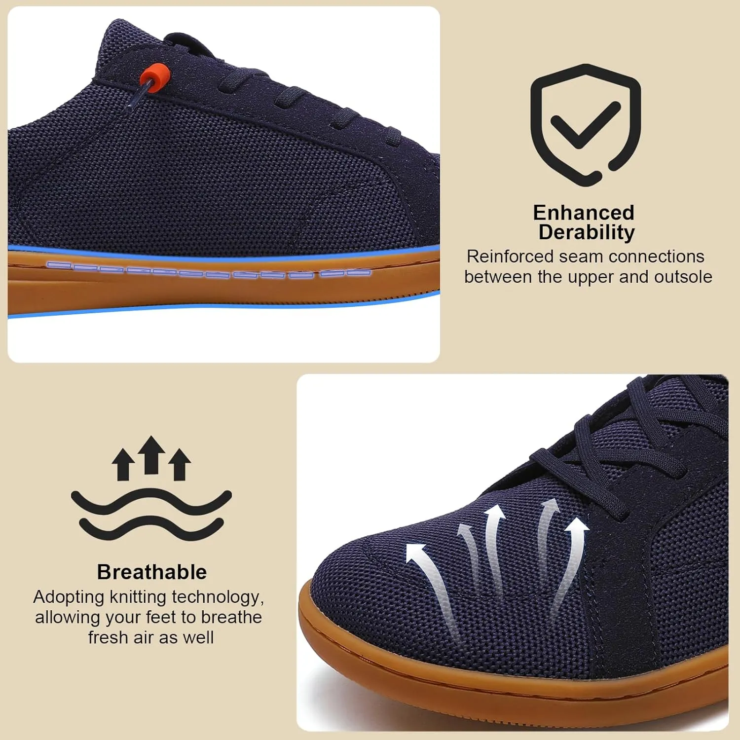 Men's Barefoot Wide Toe Box Shoes - Minimalist Barefoot Shoes with Zero Drop Sole Extra Wide Slip on Walking Shoes for Men