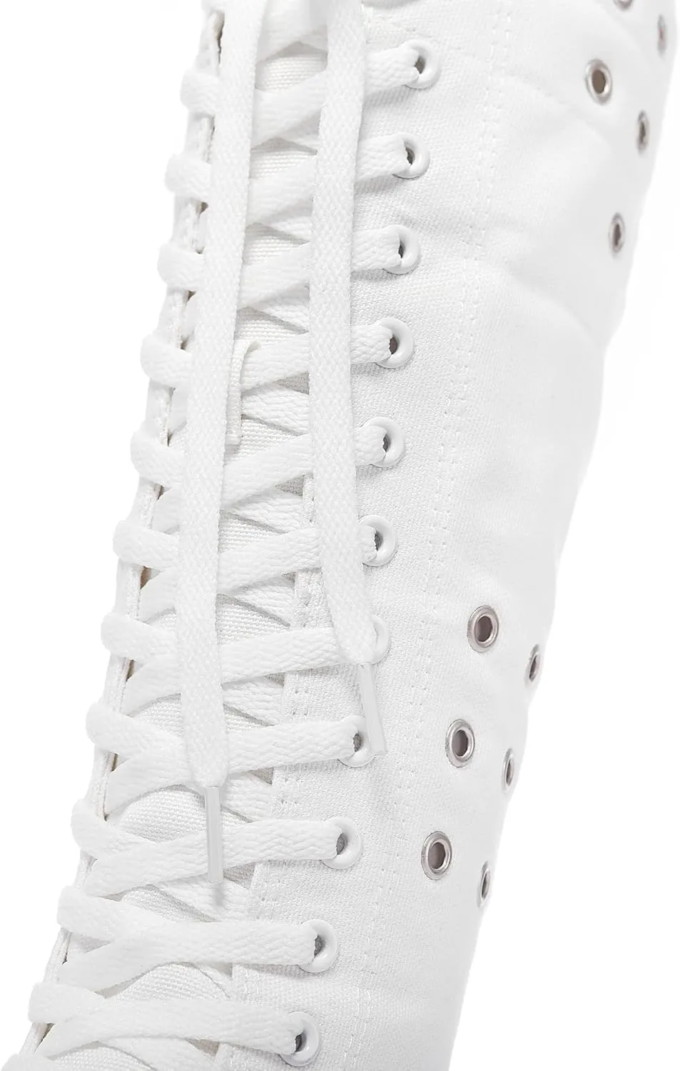 Momuk Women's Knee High Lace Up Zip Fashion Dancing Canvas Boots