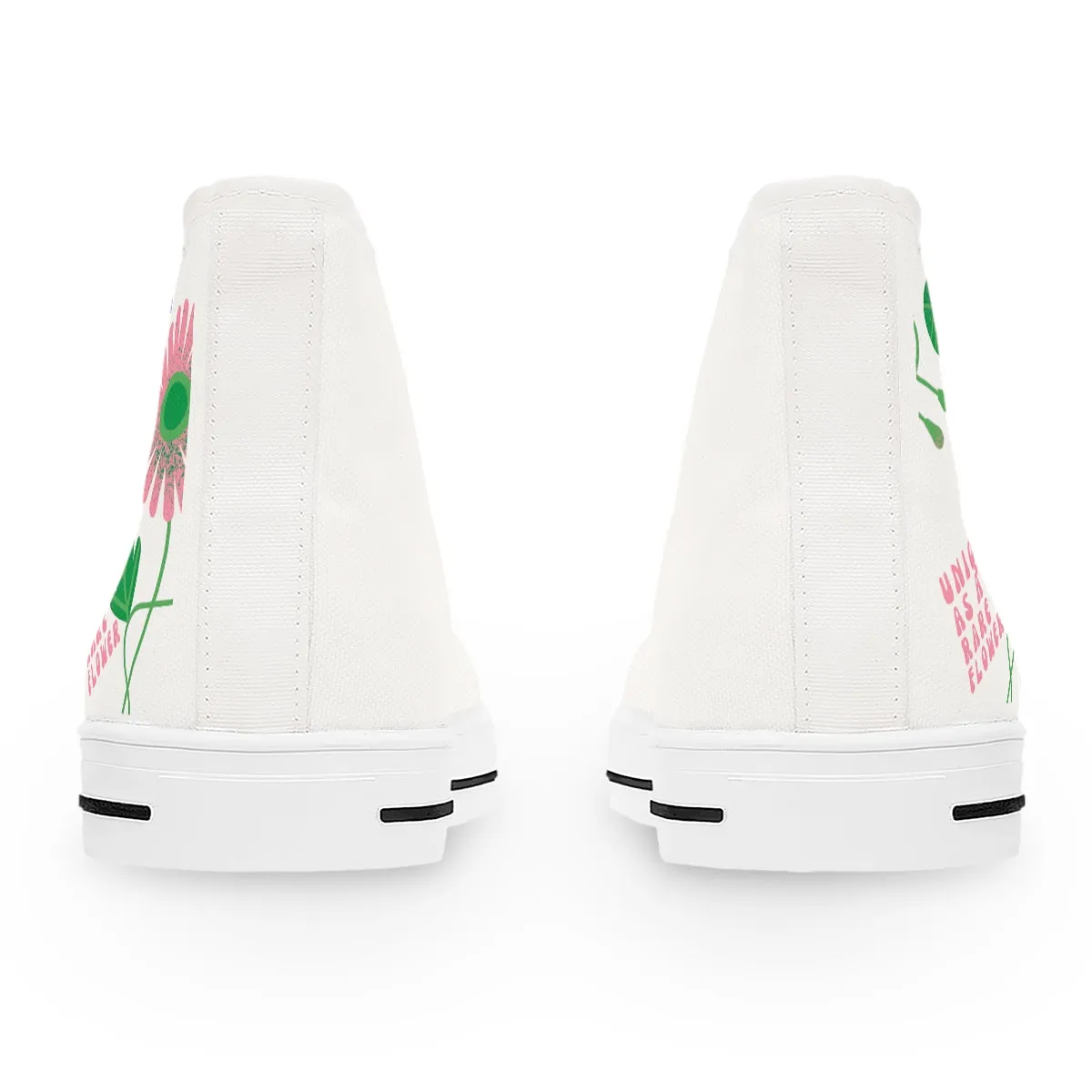 Plant Theme Sneakers, Unique as a Rare Flower Sneakers, Canvas Flower Print Chucks, Positivity High Tops