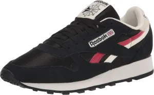 Reebok Unisex Classic Leather Sneaker, Black/Chalk/Flash Red, 10.5 US Men