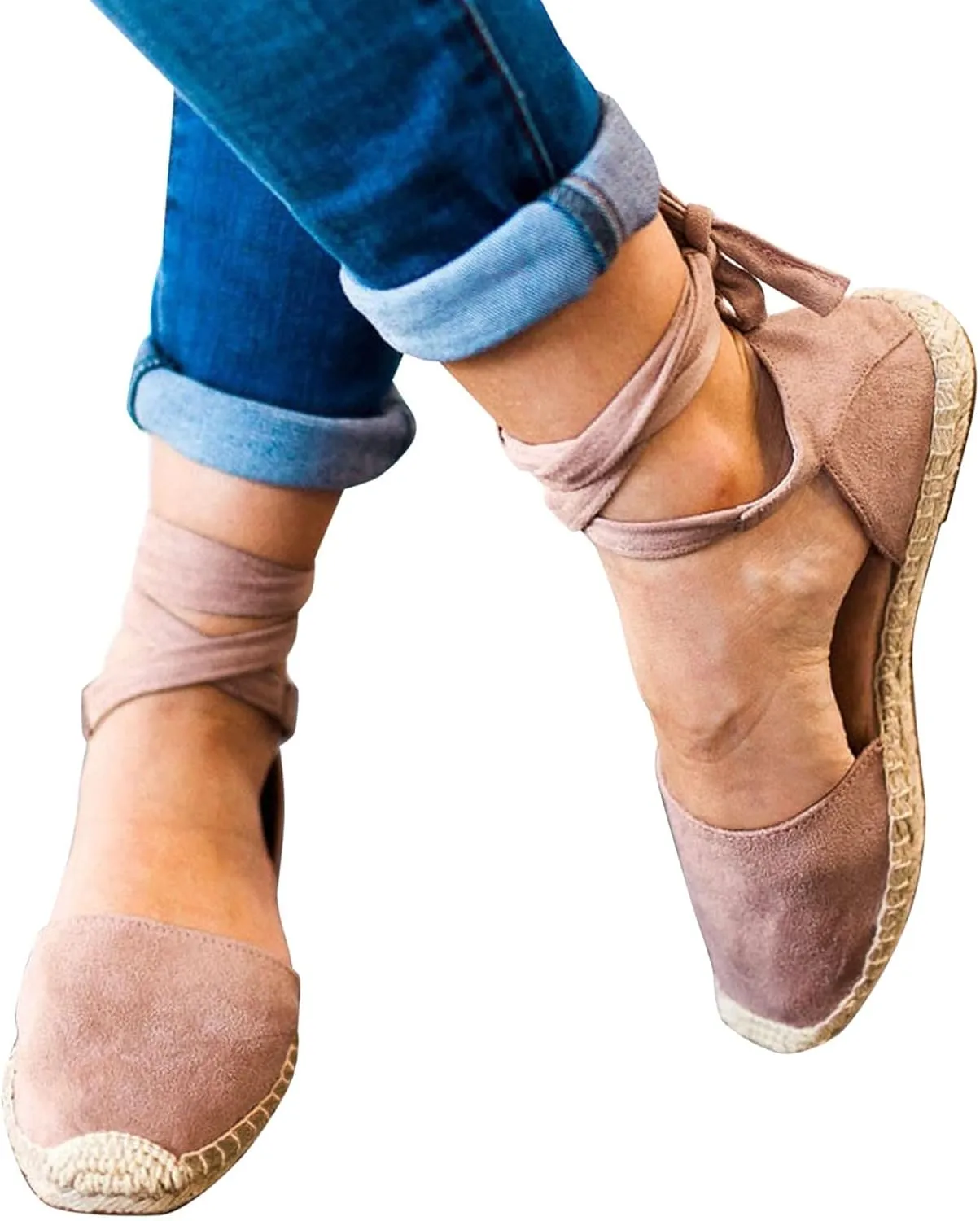Sandals for Women Espadrilles FLat Shoes Bohemian Slip-ons Sandals Summer Dressy Closed Toe Beach Shoes Ankle Wrap