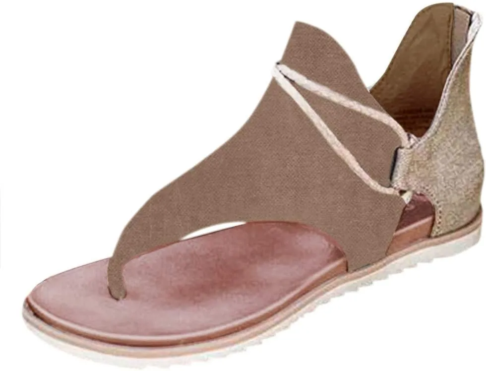 Sandals for Women Thong,Women's Bohemia Bling Rhinestone Pearl Flat Sandals Flat Gladiator Sandals Open Toe Dress Shoes