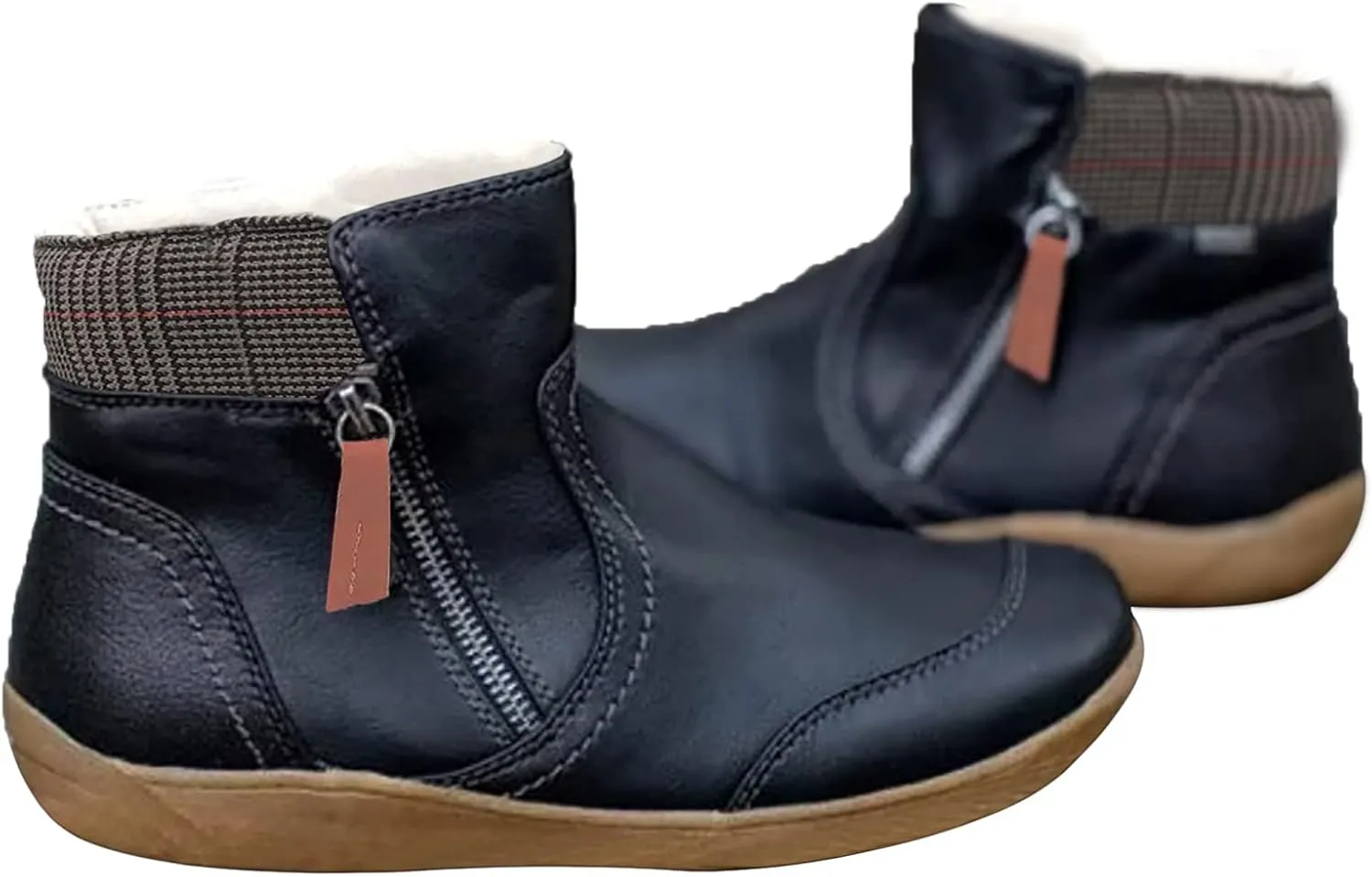 Snow Boots for Women Waterproof Leather Winter Boots Non Slip Fur Lined Booties Lightweight Slip on Ankle Boots Outdoor Sneakers Winter Shoes