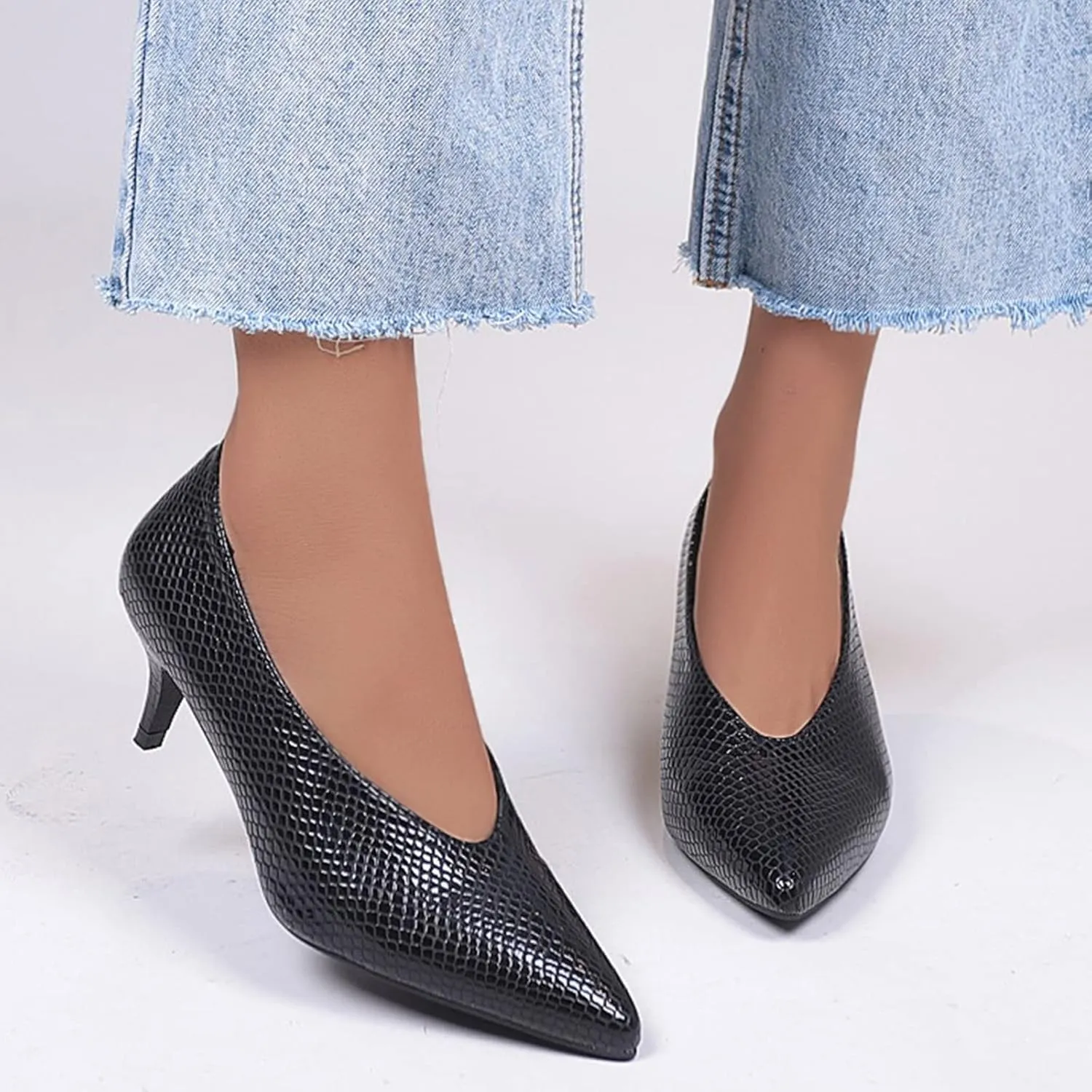 Solid Work High Heels Pointed Women Shoes Toe Color Leisure Shoes Slipon Shoes Women's Pumps Ladies Shoe Heels