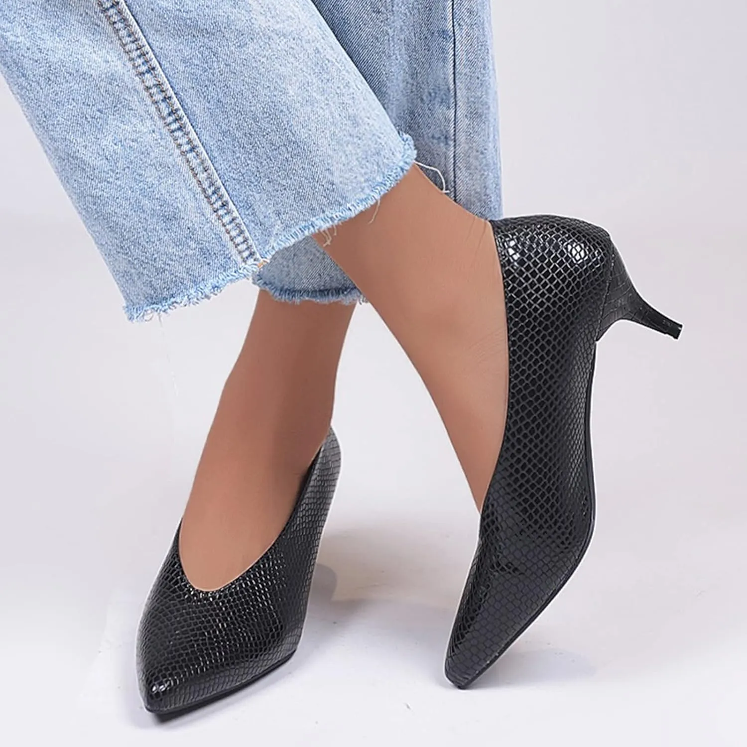 Solid Work High Heels Pointed Women Shoes Toe Color Leisure Shoes Slipon Shoes Women's Pumps Ladies Shoe Heels