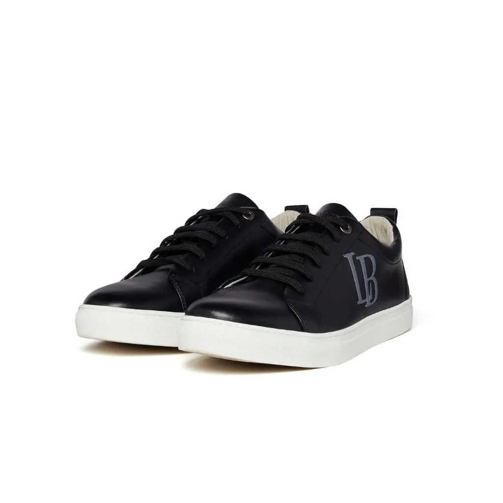 Vegan Leather Trainers - LB Black Apple Leather Sneakers for Women