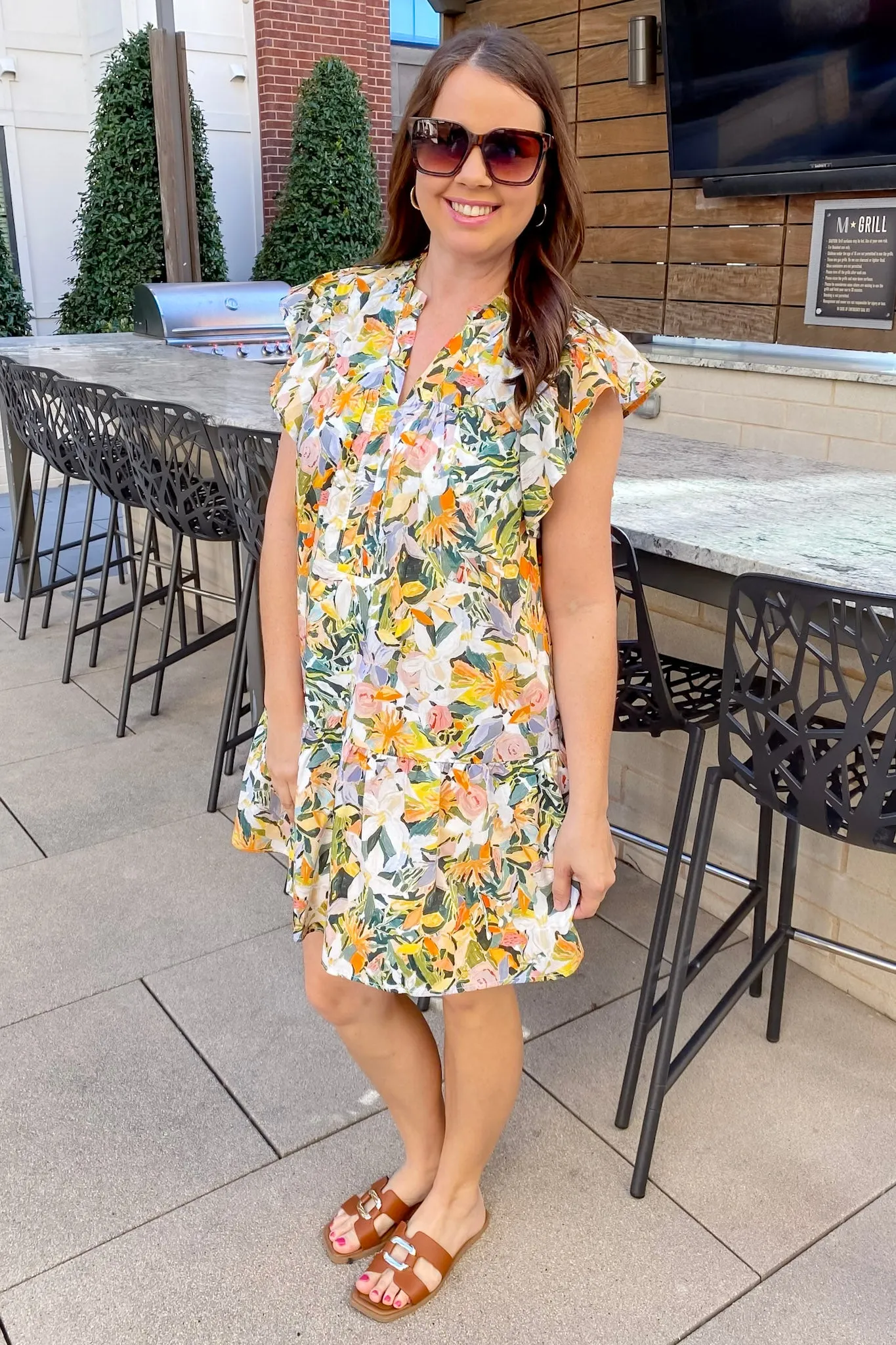 Vibrant Escape Ruffle Citrus Dress