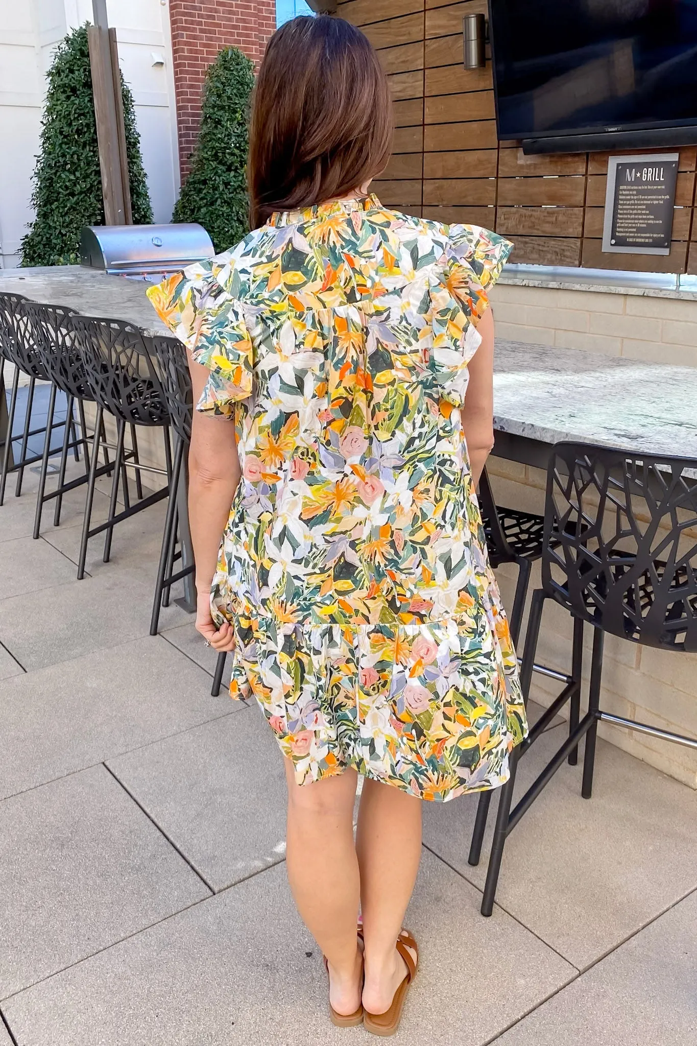 Vibrant Escape Ruffle Citrus Dress