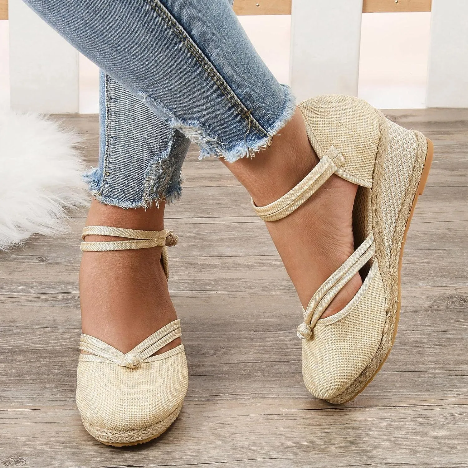 Wedge Sandal for Women Ankle Strap Flatform Arch Support Fish Mouth Toe Shoes Platform Espadrilles Comfort Waterproof