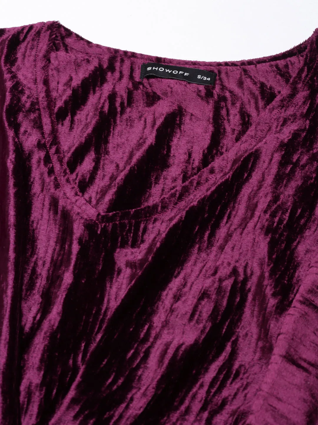 Women Purple V-Neck Kimono Sleeves Fit & Flare Dress