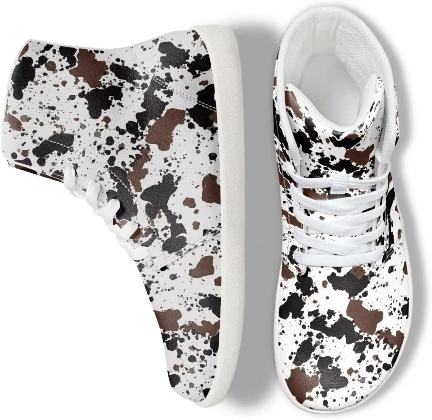 Women's High Top Barefoot Shoes Leopard Print Lightweight Wide Casual Walking Shoes Lace Up Zero Drop Trend Sports Tennis Sneakers US 5.5-13