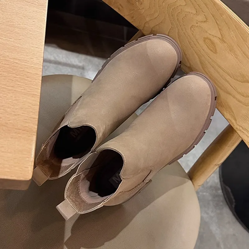 Womens Platform Elastic Slip on Ankle Boots