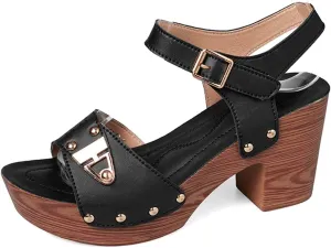 Women's Summer High Heel Sandals Comfortable Open Toe Dressy Slip On Shoes for Casual Vacation Work Date Outfits