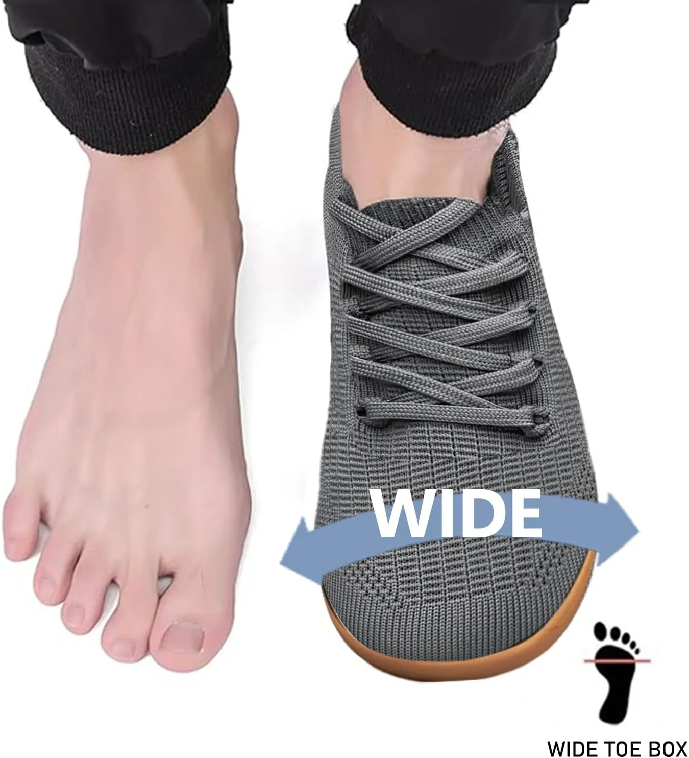 Womens Wide Toe Walking Shoes Minimalist Barefoot Shoes Zero Drop Sole Non Slip Comfortable Lightweight Wide Width Sneakers